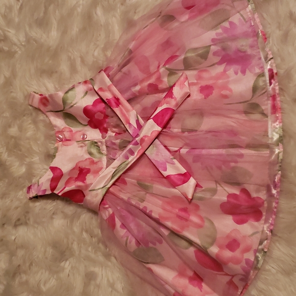 Newberry Toddler Girl Pink Floral Dress 3 - Picture 4 of 4